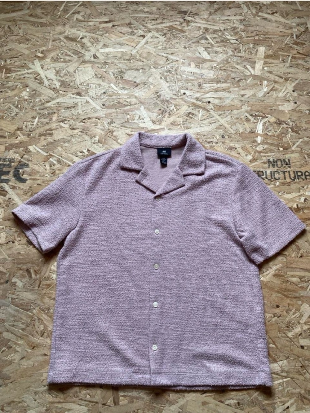 H&M Men's Short-Sleeve Button-Down Shirt - Pink - Medium